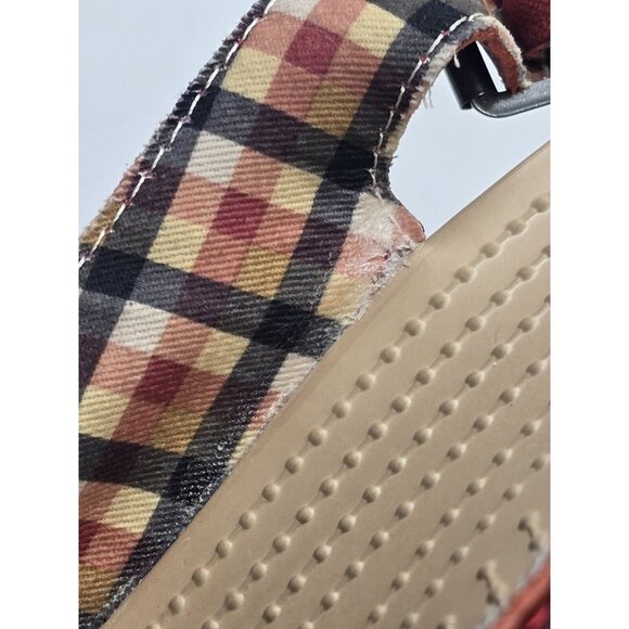 Crocs A Leigh Red Leather Cork Wedge Heel Slingback Sandal Shoes 11848 Women 8 - Picture 11 of 13